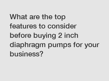 What are the top features to consider before buying 2 inch diaphragm pumps for your business?