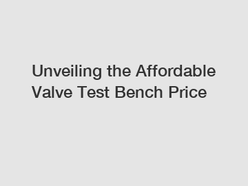 Unveiling the Affordable Valve Test Bench Price