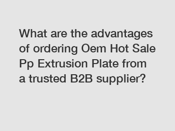 What are the advantages of ordering Oem Hot Sale Pp Extrusion Plate from a trusted B2B supplier?